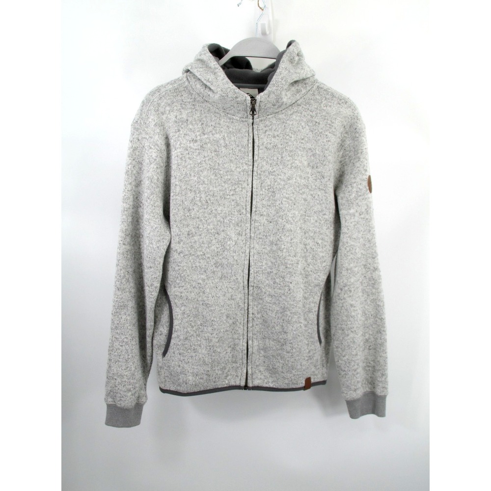 QUIKSILVER Full Zip Hooded Fleece Jacket Youth L Heather Gray Outdoor Cozy